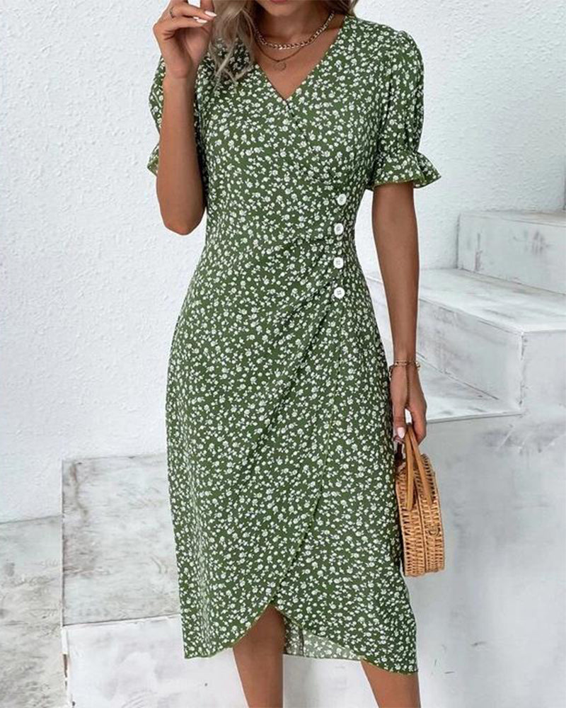 Annabelle™ - Short Sleeve Floral Print Dress