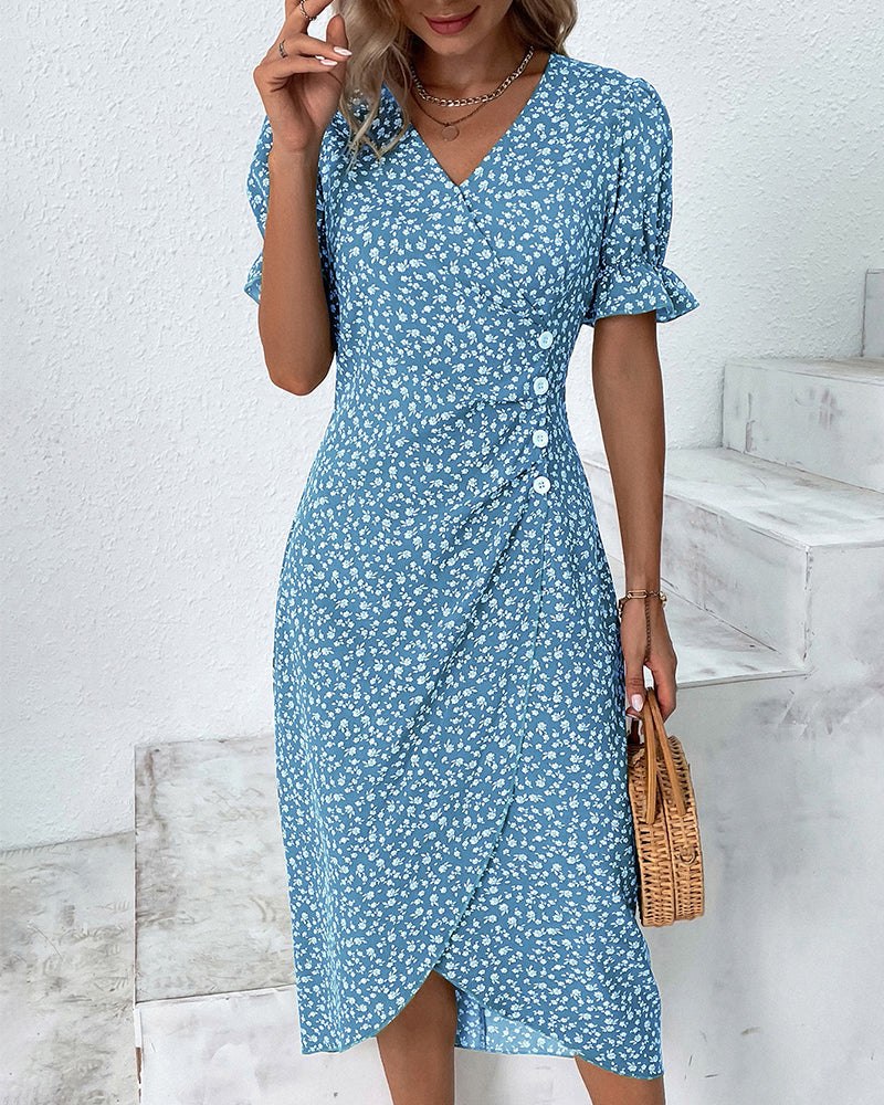 Annabelle™ - Short Sleeve Floral Print Dress