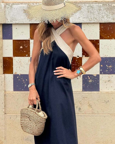 Ester™ - Elegant Maxi Dress with Cross Back