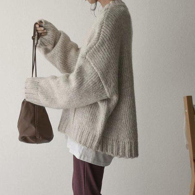 Sophie™ - Oversized Ivory Pocket Front Jumper