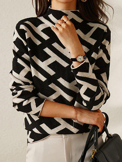 Helen™ - Geometric Alphabet Black Jumper
