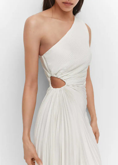 Kristina™ - Asymmetrical Pleated Midi Dress