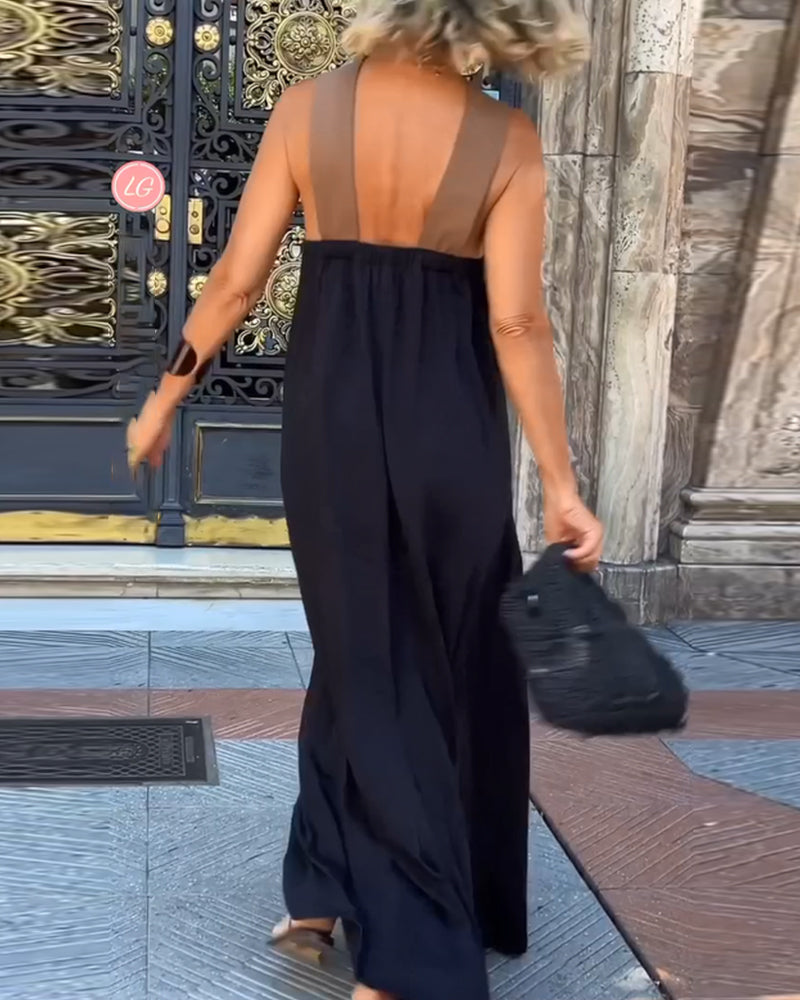 Ester™ - Elegant Maxi Dress with Cross Back