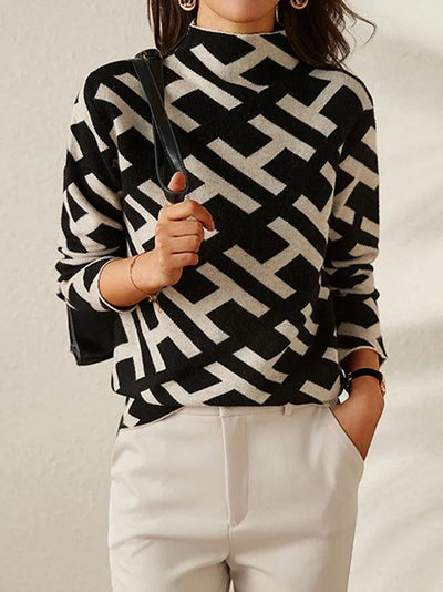 Helen™ - Geometric Alphabet Black Jumper