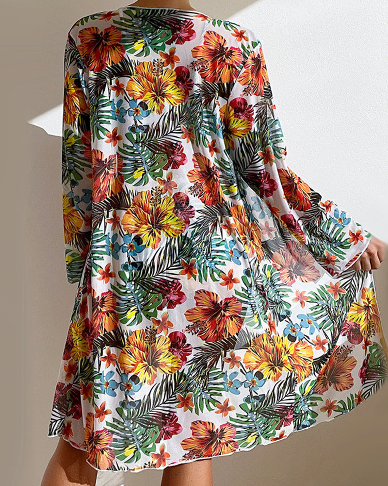 Brenda™ - Bikini Set with Floral Cardigan