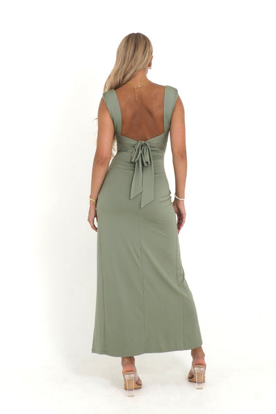 Elise™ - Form-Fitting Slit Dress with Elegant Draping