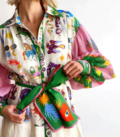 Zoey™ - Vintage Maxi Dress with Lantern Sleeve