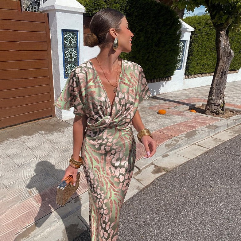 Bridget™ - Twisted V-Neck Maxi Dress