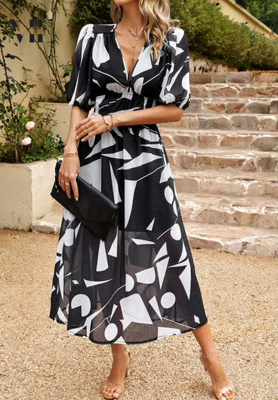 Stephanie™ - Luxurious Floral Midi Dress