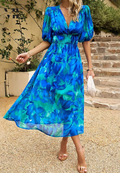 Stephanie™ - Luxurious Floral Midi Dress