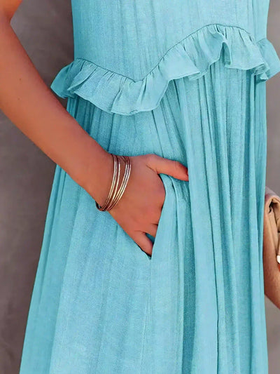 Athena™ - Halter Ruffle Maxi Dress