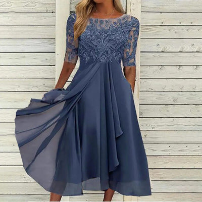 Chloe™ - Elegant Lace Embroidered Dress