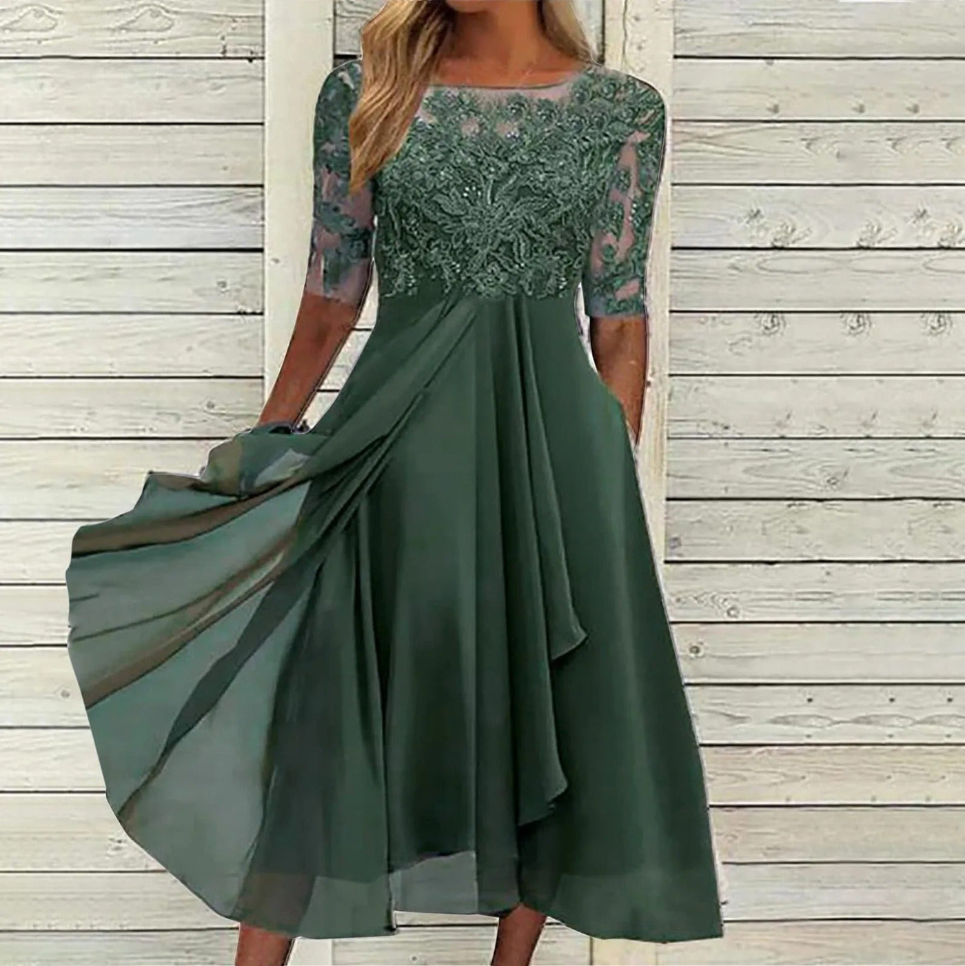 Chloe™ - Elegant Lace Embroidered Dress