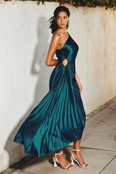 Kristina™ - Asymmetrical Pleated Midi Dress